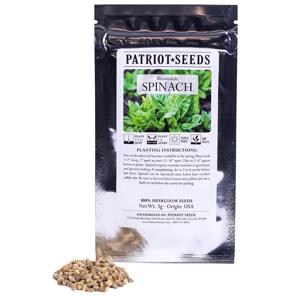 plant spinach seeds Heirloom Bloomsdale Spinach Seeds (3g) – Patriot Seeds