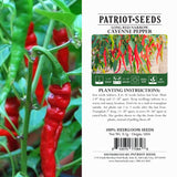 long red narrow cayenne pepper seeds label