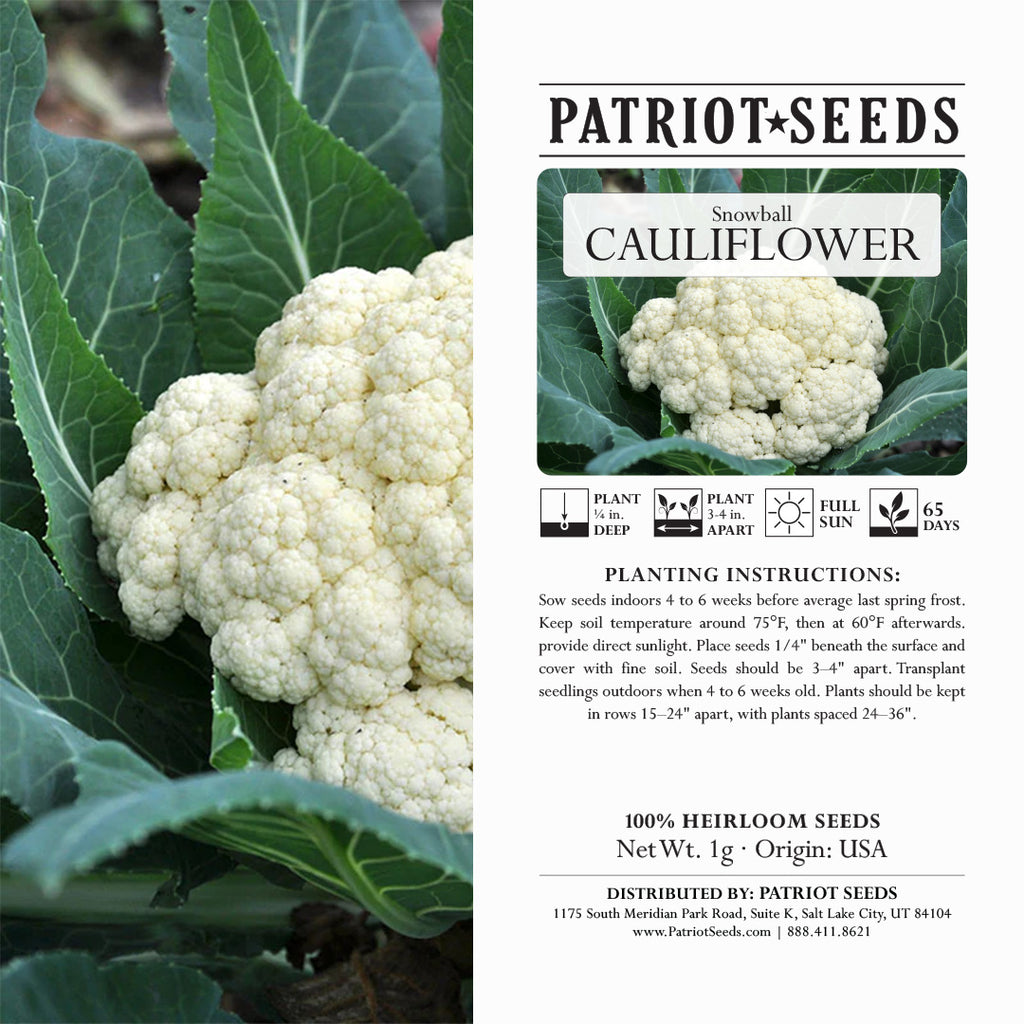 planting cauliflower seeds Heirloom Snowball Self-Blanching Cauliflower Seeds (1g) – Patriot Seeds