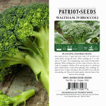 heirloom waltham 29 broccoli seed package label