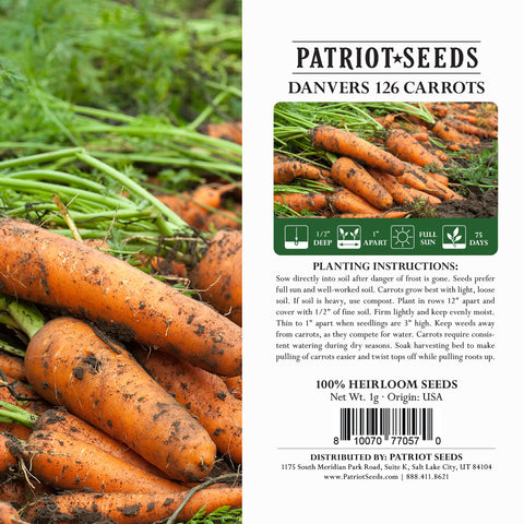 heirloom danvers 126 carrots package label