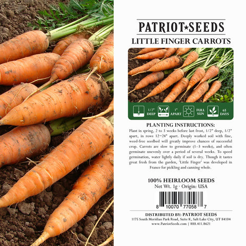 heirloom little finger carrot seeds packing label