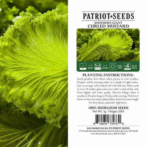 heirloom souther giant curled mustard product label