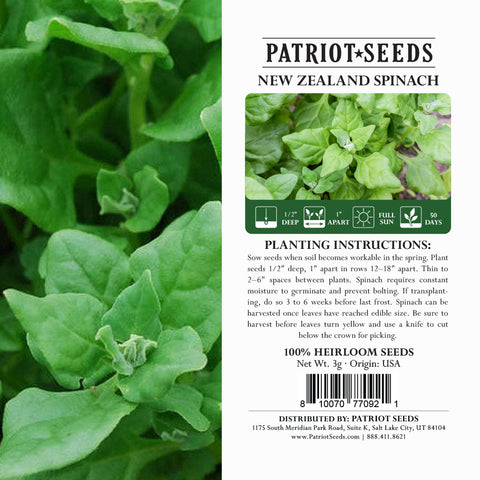 Patriot Seeds New Zealand Spinach label