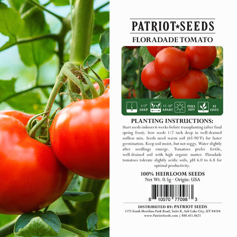 Patriot Seeds Floradade Tomato Heirloom Seeds Pouch Label