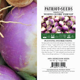 heirloom purple top white globe turnip packaging label